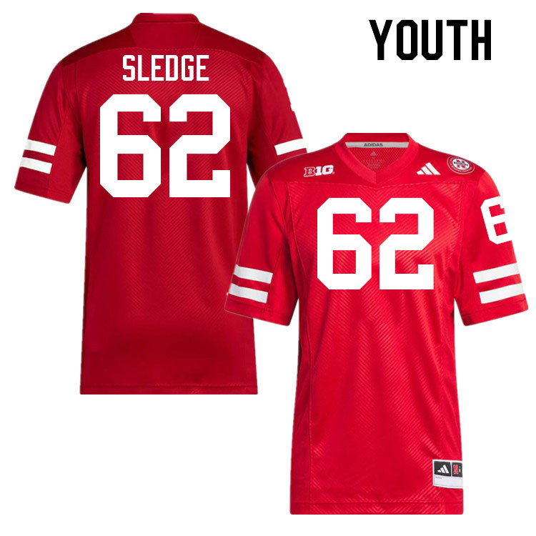 Youth #62 Sam Sledge Nebraska Cornhuskers College Football Jerseys Stitched Sale-Scarlet